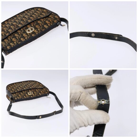 Christian Dior Trotter Canvas Shoulder Bag Navy Gold Auth BA4463 - Picture 16 of 16